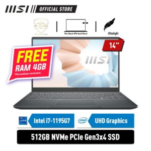 MSI Modern 14 B11MOU [9S7-14D334-1059] i7-1195G7 8GB 512GB 14″ FHD W11