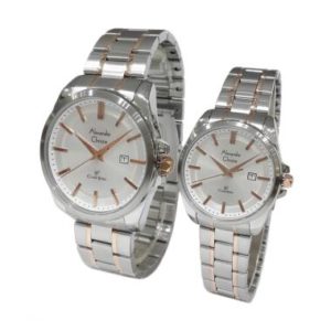 Alexandre Christie 8404LMDBTRSL Classic Steel Jam Tangan Couple – Silver Gold
