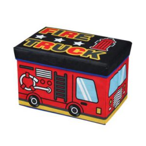 Atria Fire Truck Cartoon Foldable Storage Stool Kotak Penyimpanan – Merah
