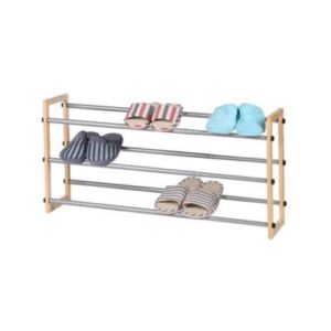 Rak Sepatu Minimalis 3 Layer Wood and Iron Tube