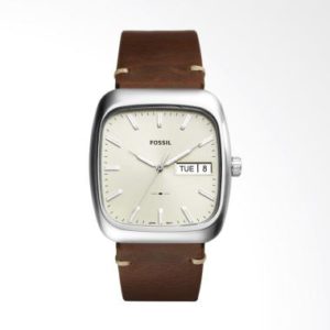 Fossil Rutherford FS5329 Jam Tangan Pria Brown Leather Strap – Silver