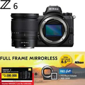 Nikon Z6 24-70mm Lens Kit + FTZ + XQD 32GB Free Voucher Z Lens (Kecuali Lens Noct) Senilai Rp 3.000.000