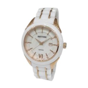 Rhythm Ceramic C1404T03 Jam Tangan Pria – White & Gold