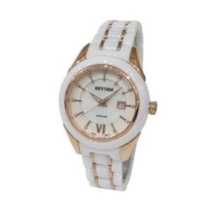 Rhythm Ceramic C1405T03 Jam Tangan Wanita – White & Gold