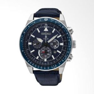 Seiko Prospex Solar Pilot Chronograph SSC609P1 Leather Jam Tangan Pria – Silver