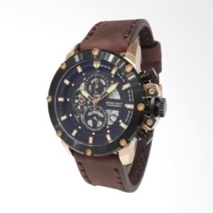 Swiss Navy 6811MSSBKBN Jam Tangan Pria Black Leather Strap – Rose Gold