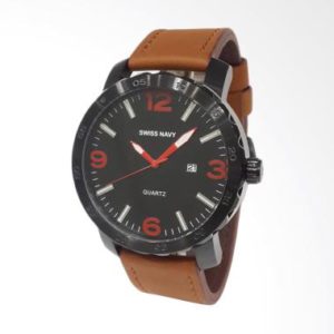 Swiss Navy 8009MABBKBN Brown Leather Strap Jam Tangan Pria – Black