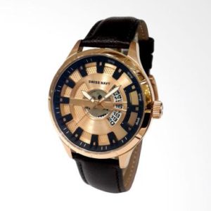 Swiss Navy 8344MRGBN Jam Tangan Pria Brown Leather Strap – Rose Gold