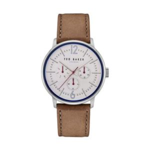 Ted Baker Jason Leather Strap Jam Tangan Pria – Silver Brown [TE15066004]