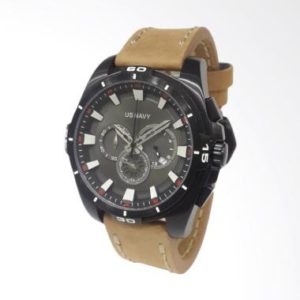 US Navy F8083MCLIPGRBO-S Jam Tangan Pria Leather Strap – Black